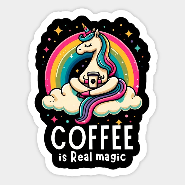 Coffee is Real Magic Unicorn Sticker by Teresa's Store 1